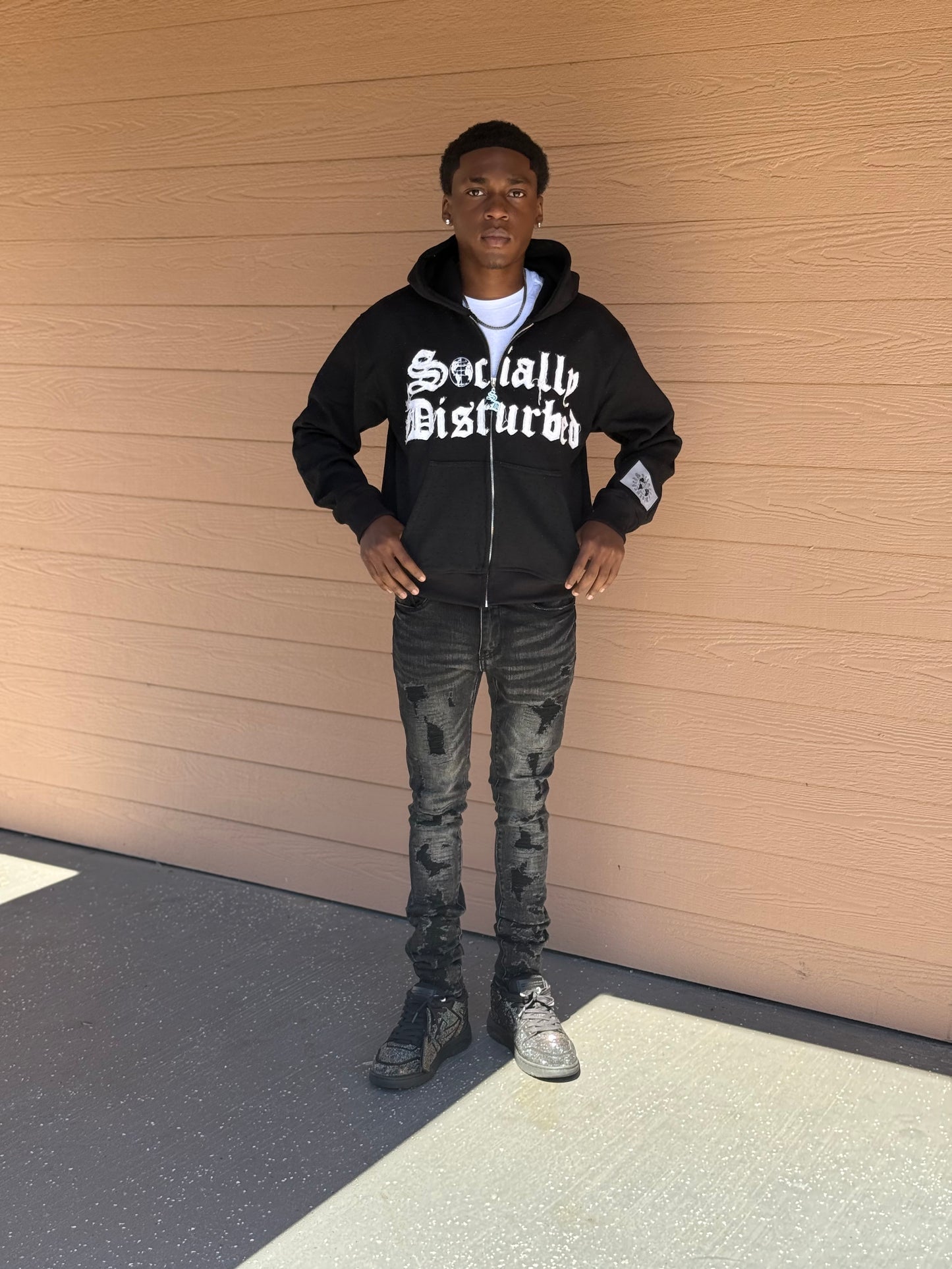 SD Black Rhinestone ZipUp