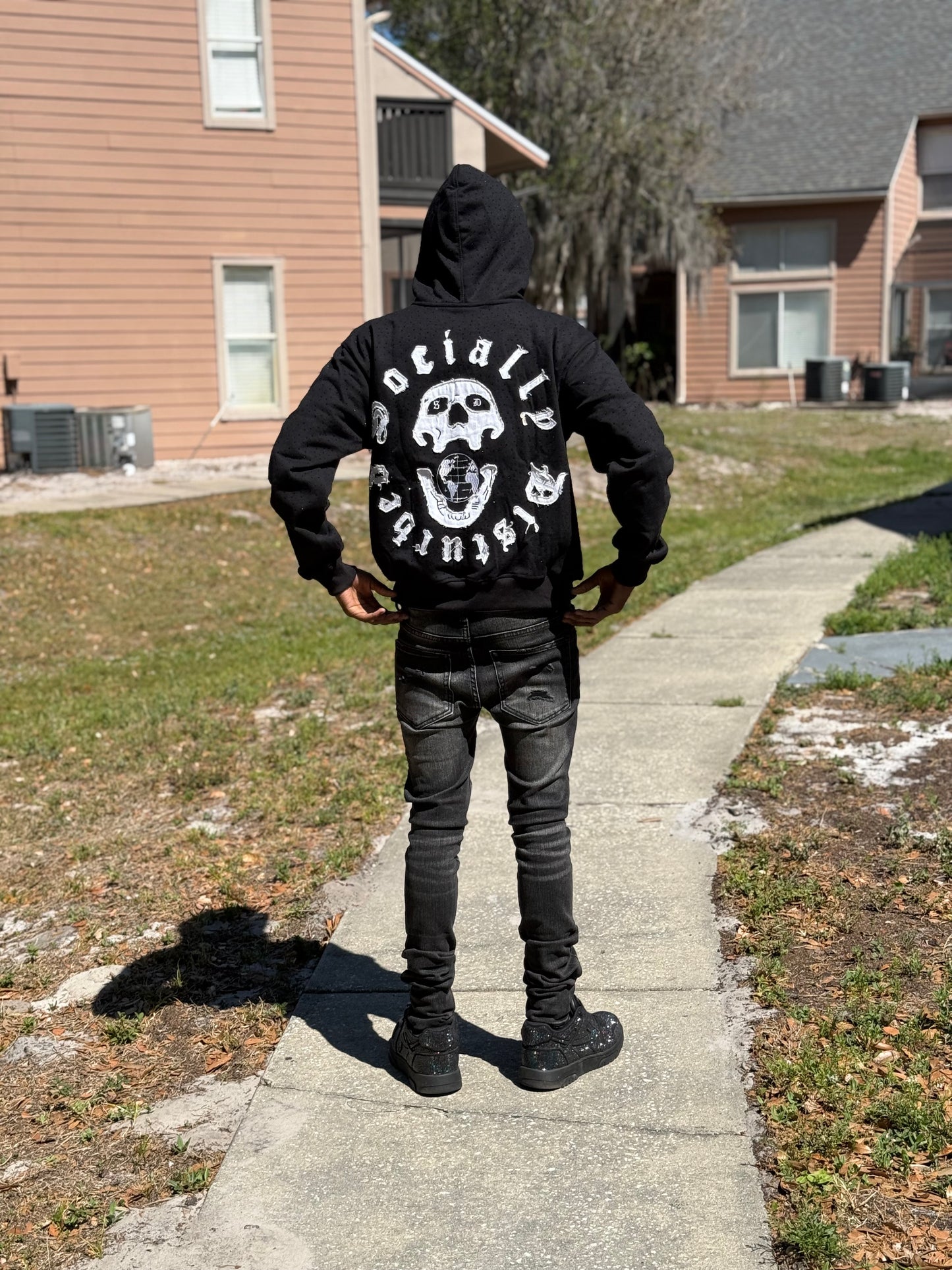 SD Black Rhinestone ZipUp