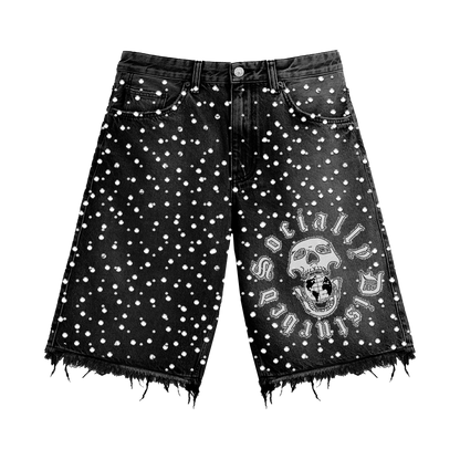 BLACK RHINESTONE JORTS