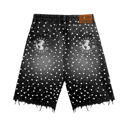 BLACK RHINESTONE JORTS