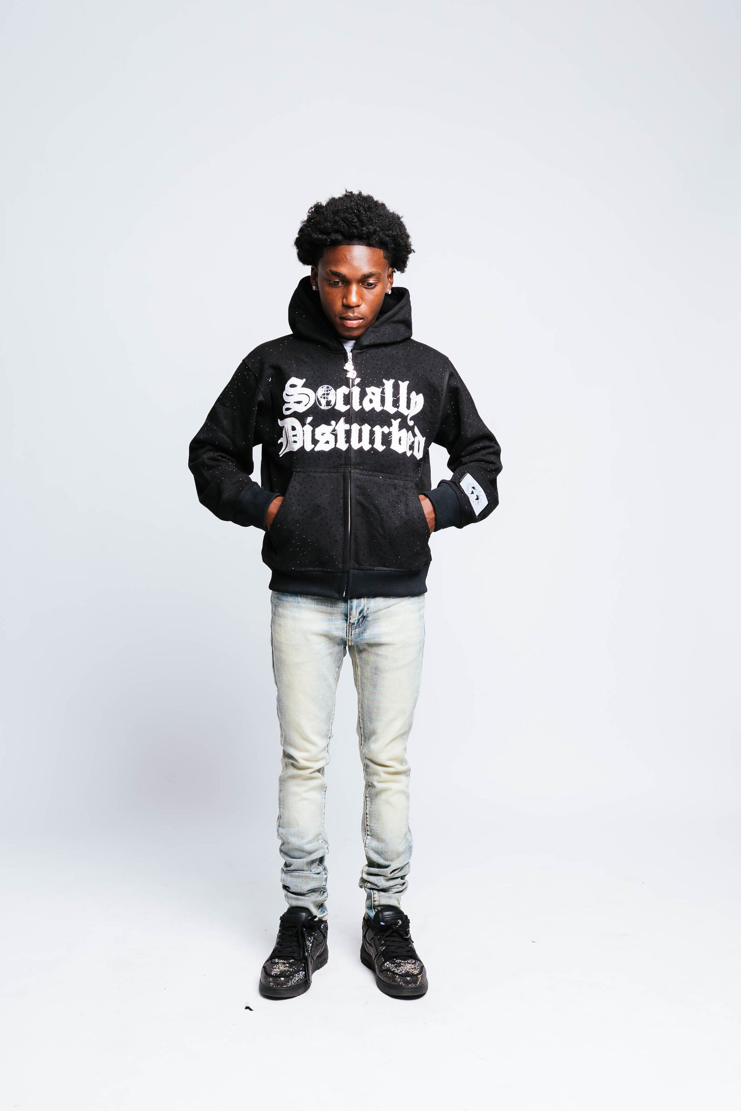 SD Black Rhinestone ZipUp