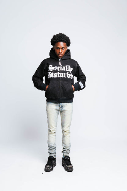 SD Black Rhinestone ZipUp