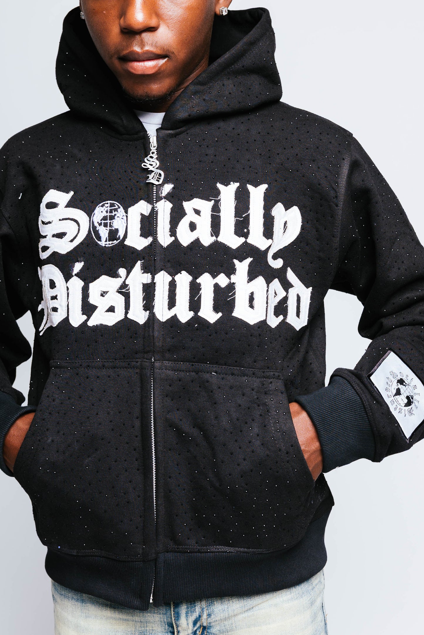 SD Black Rhinestone ZipUp