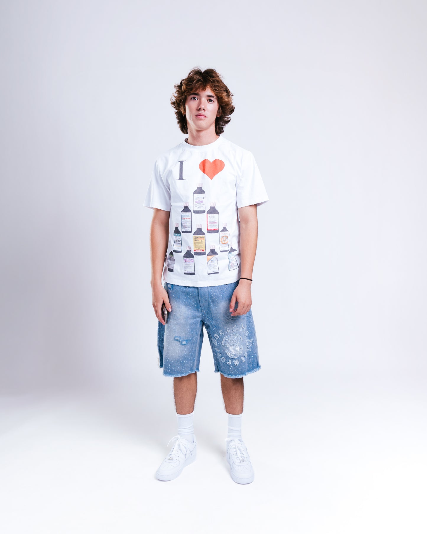 BLUE RHINESTONE JORTS