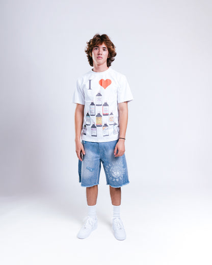 BLUE RHINESTONE JORTS