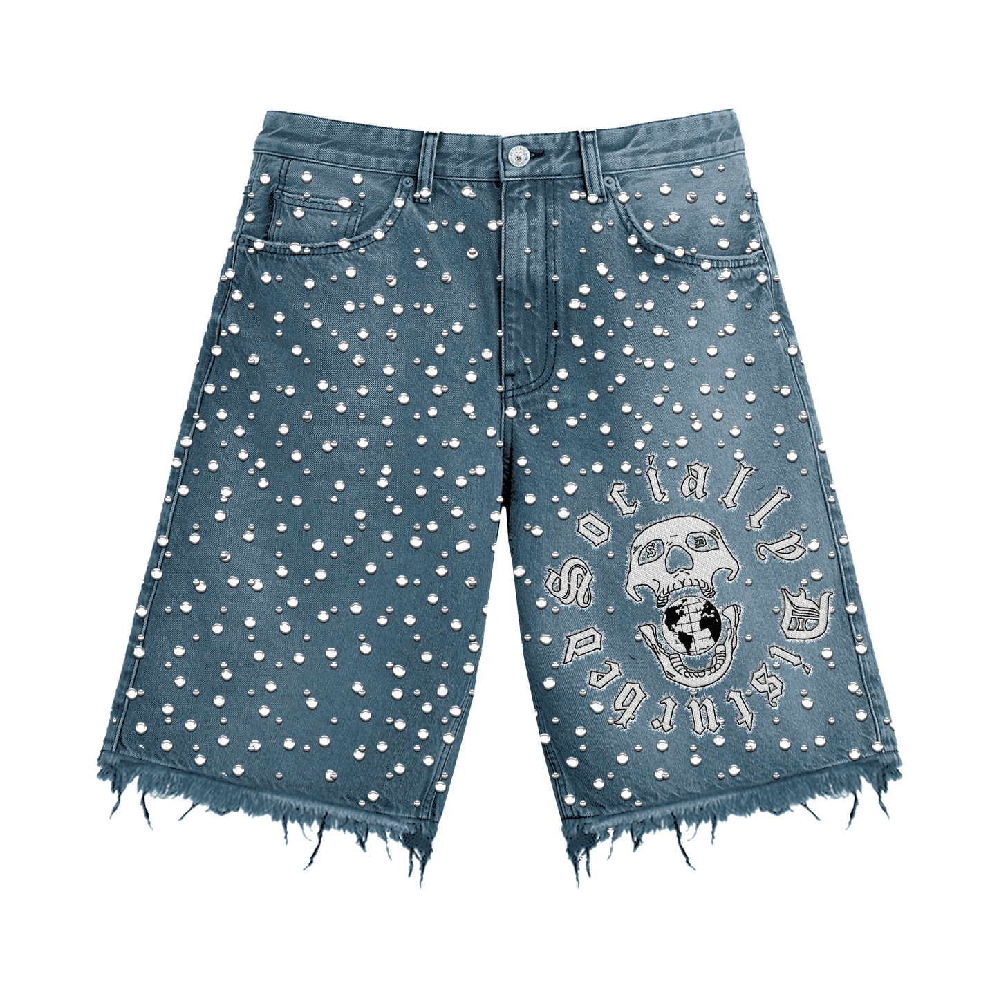 BLUE RHINESTONE JORTS