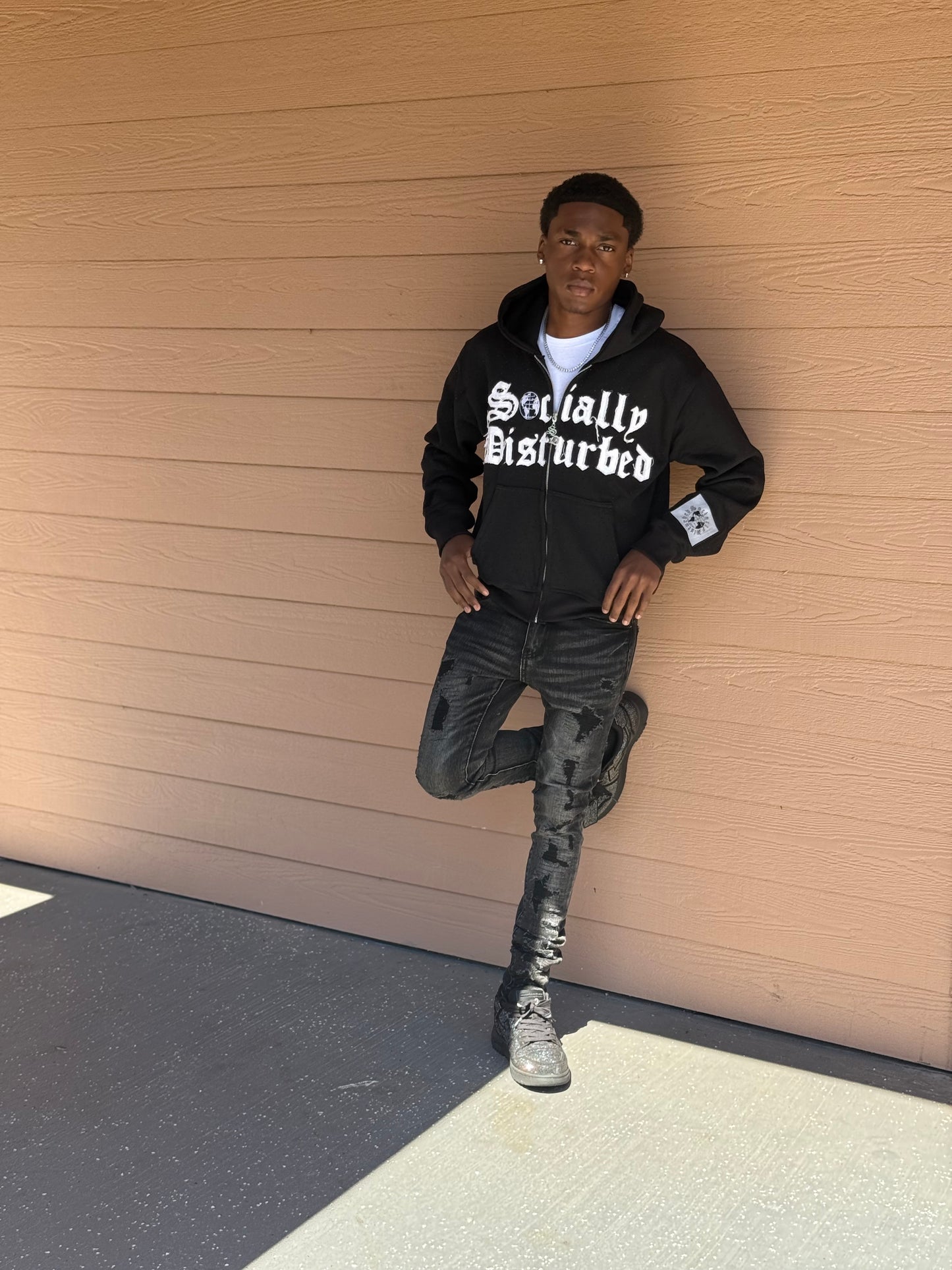 SD Black Rhinestone ZipUp