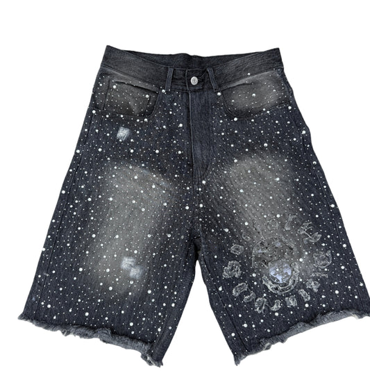 BLACK RHINESTONE JORTS